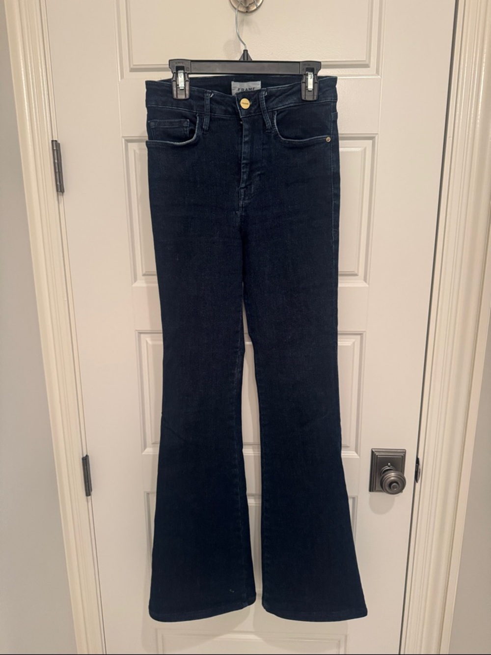 High-Rise Dark Demin Flare Jeans - FRAME